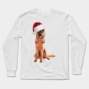 Funny German Shepherd With Santa Hat Long Sleeve T-Shirt